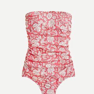 NWT SZ Blockprints X J.Crew ruched bandeau one-piece in Nila block print (16)